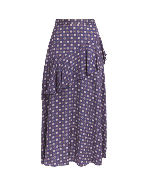Claudie Pierlot Purple Tiered Midi Skirt