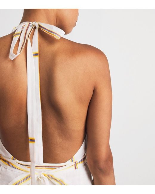 Maje White Cotton Halterneck Mini Dress
