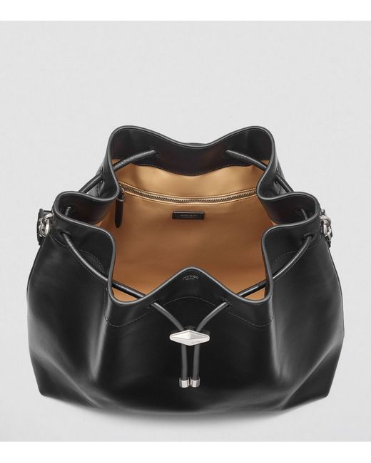 Jimmy Choo Black Large Leather Cinch Bucket Bag