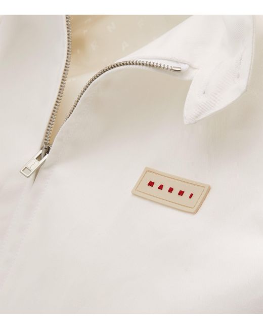 Marni White Cotton Gabardine Bomber Jacket for men