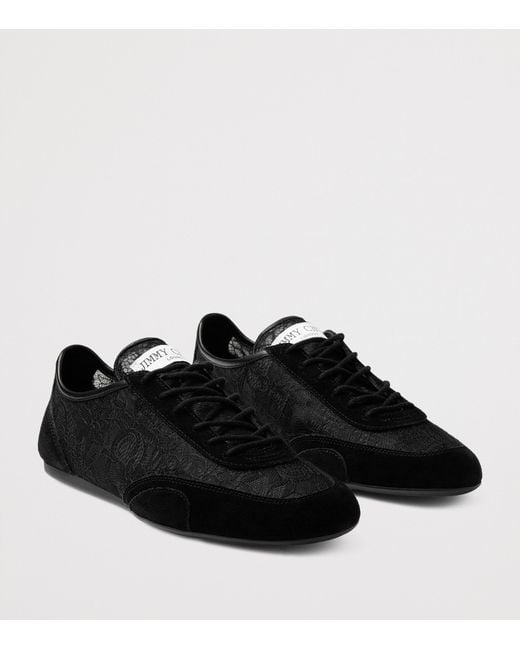 Jimmy Choo Black Sunny Lace Low-Top Sneakers