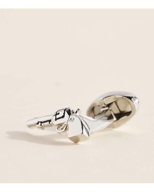 Babette Wasserman Natural Rhodium-Plated Pistol Cufflinks for men