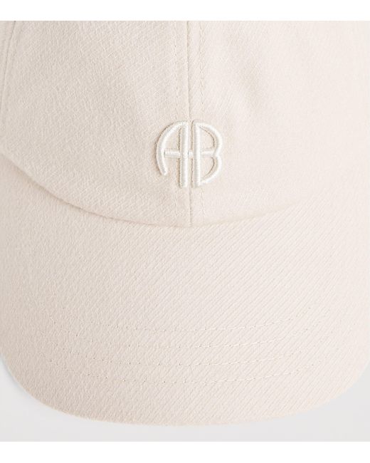 Anine Bing Natural Embroidered Jeremy Baseball Cap