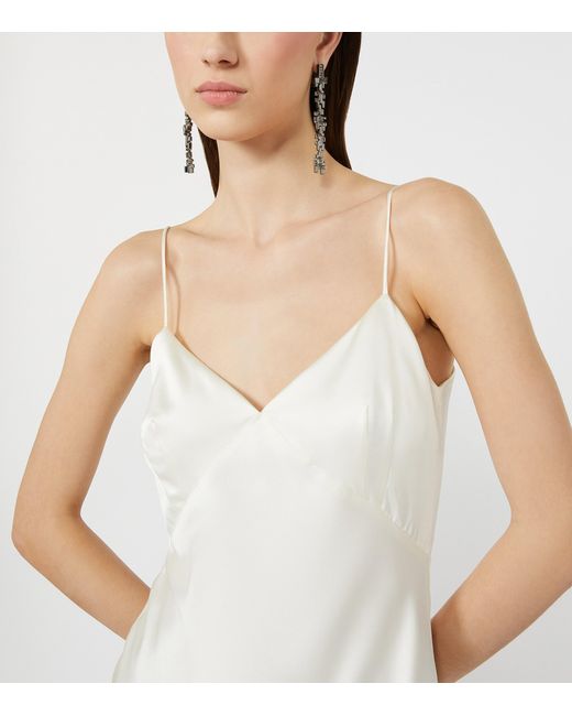 Max Mara White Silk V-Neck Maxi Dress
