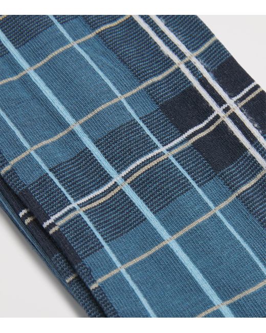 Barbour Blue Tartan Print Blyth Socks for men
