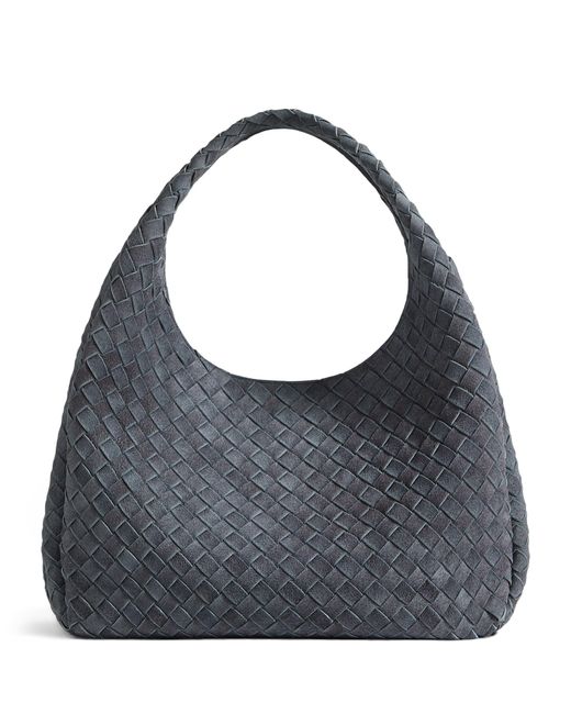 Bottega Veneta Gray Large Leather Intrecciato Campana Shoulder Bag