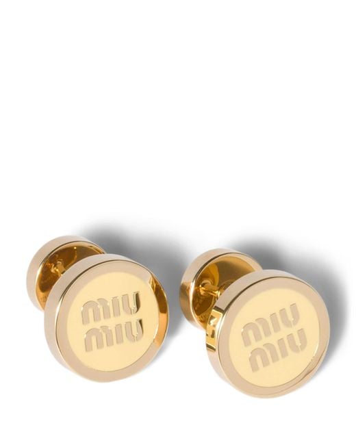 Miu Miu Natural Enamel Logo Earrings