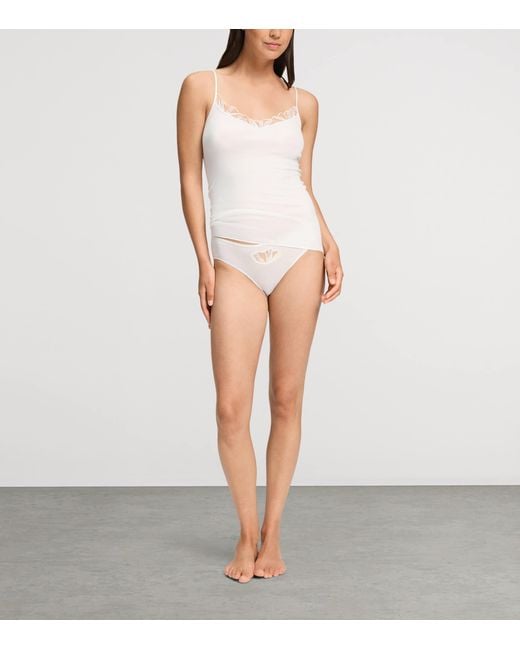 Hanro White Cotton Rosaria Tank Top