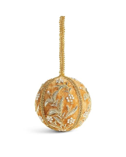 Harrods Metallic Velvet Floral-Embroidered Bauble