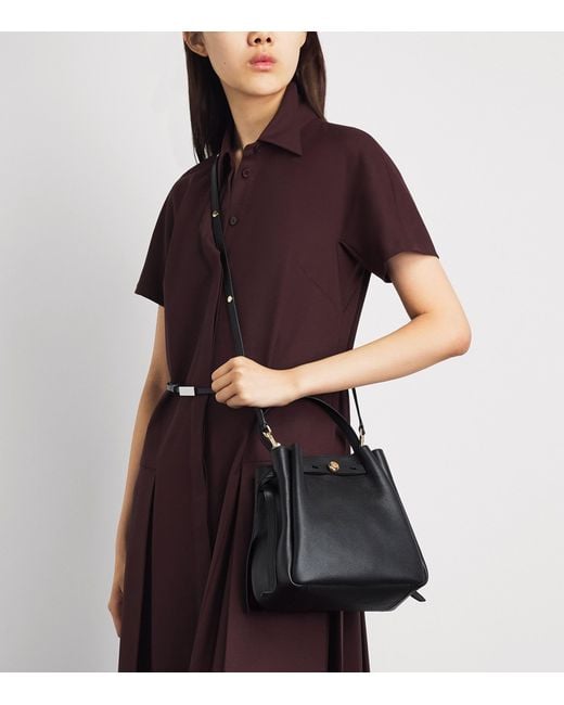 Tory Burch Black Leather Romy Bucket Bag