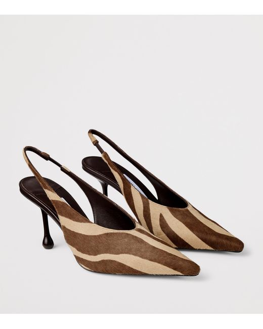 Jimmy Choo Brown Isa 80 Calf Hair Slingback Pumps