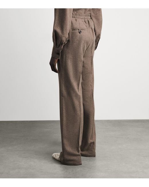 Kiton Brown Virgin Wool-Cashmere Straight Trousers