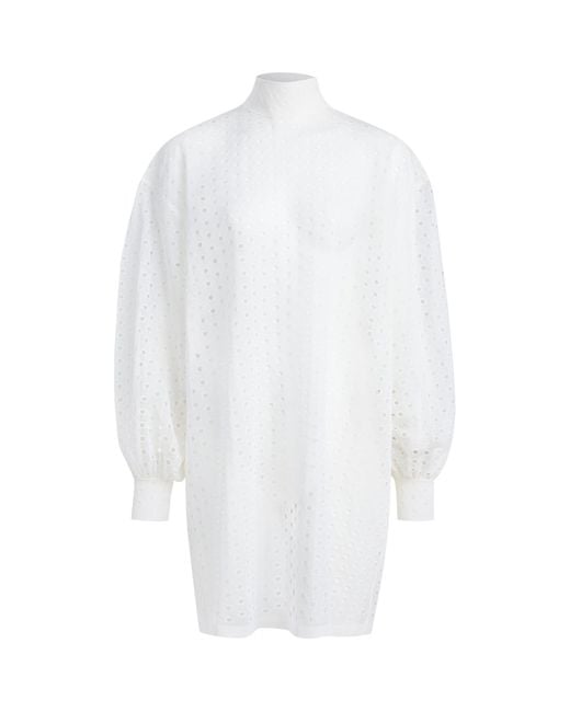 Alaïa White Silk Eyelet Tunic Top