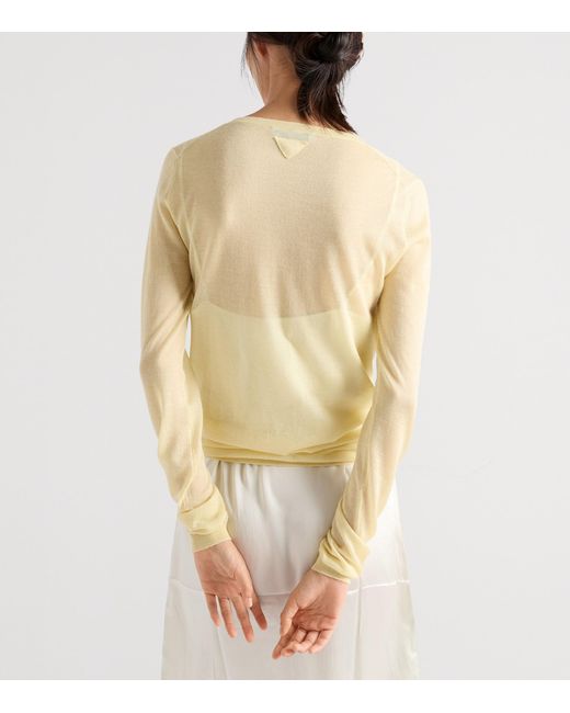 Prada Natural Cashmere-Silk Sweater