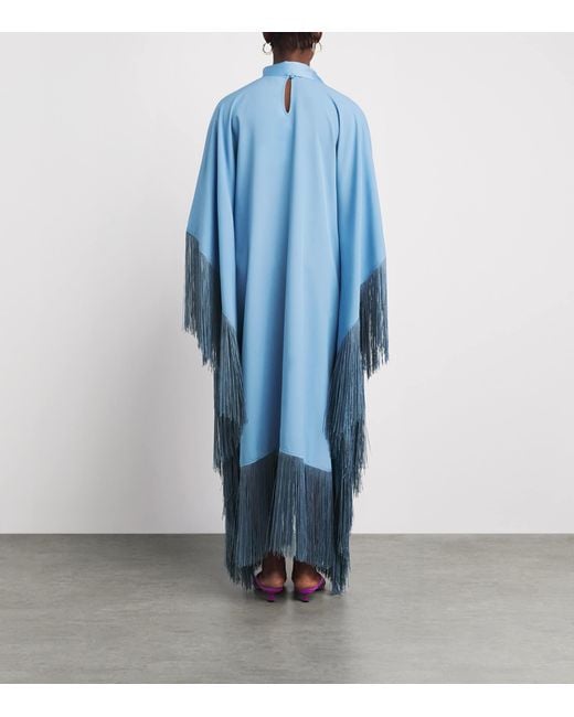‎Taller Marmo Blue Fringed Mrs Ross Kaftan Dress
