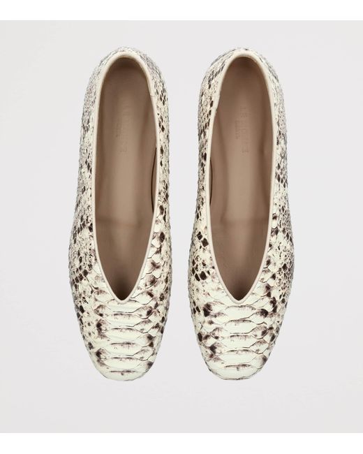 Le Monde Beryl Metallic Snakeskin-Effect Regency Ballet Flats