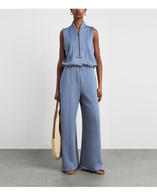 Spanx Blue Airessentials Half-Zip Jumpsuit