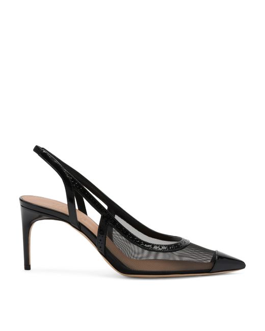 Malone Souliers Black Mesh Aubrey Slingback Pumps 70