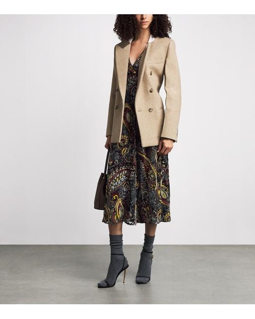 Etro Black Silk Long-Sleeve Midi Dress