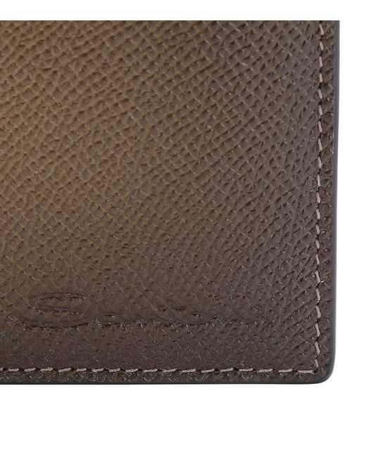 Santoni Brown Leather Ombré Bifold Wallet for men