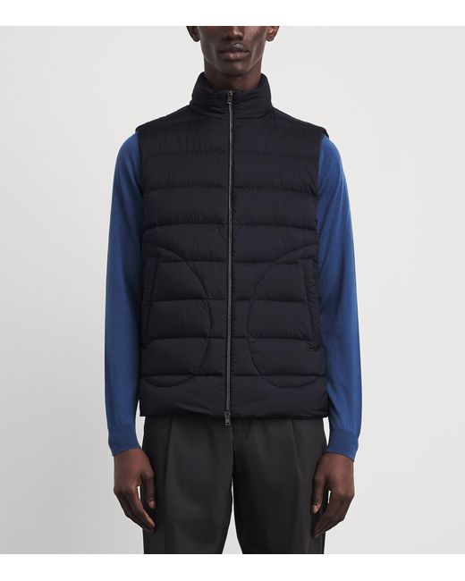 Herno Blue Down Quilted Gilet for men