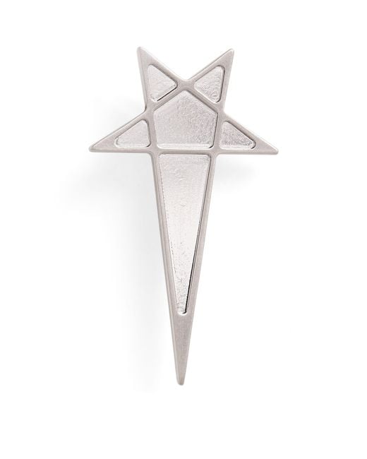 Rick Owens White Pentagram Lapel Pin for men