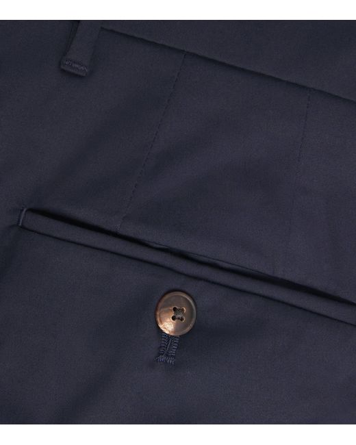 Pal Zileri Blue Cotton Stretch Slim-Fit Chinos for men