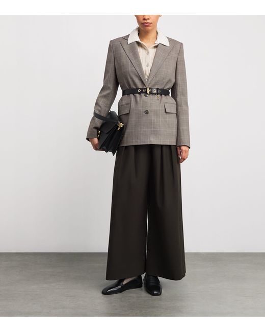 Maje Gray Wool-Blend Check Blazer