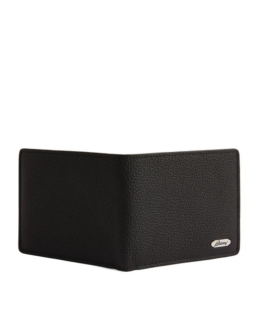 Brioni Black Leather Logo Plaque Wallet for men