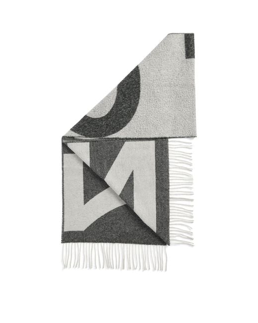 NN07 Gray Wool-Blend Logo Scarf for men