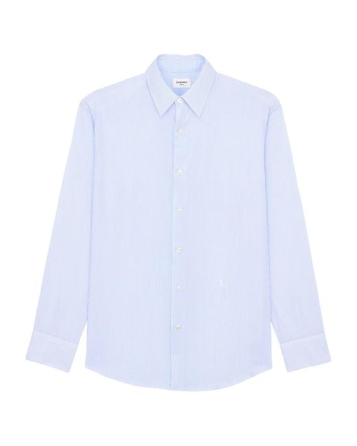 Saint Laurent White Stripe Cassandre Shirt for men