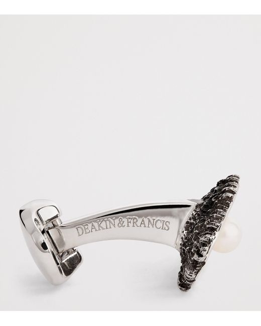 Deakin & Francis Metallic Sterling Oyster And Pearl Cufflinks for men