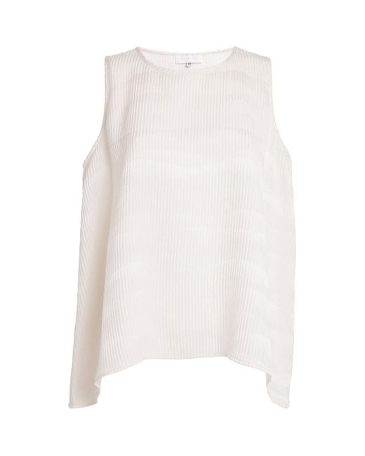Eskandar White Silk A-Line Shell Tank Top