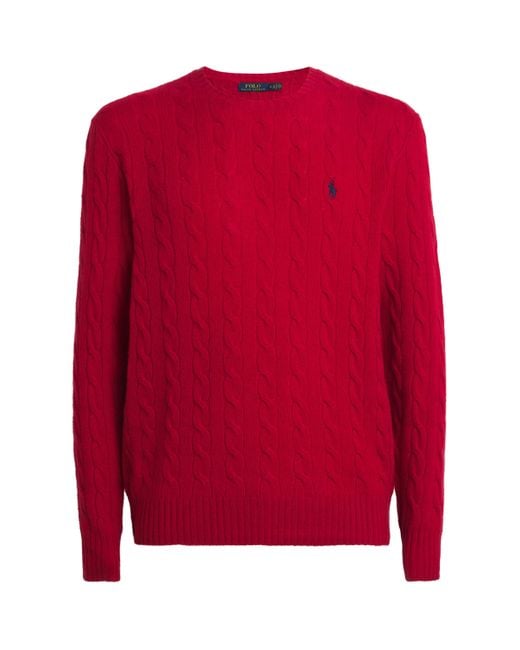 Polo Ralph Lauren Men's Red Wool-Cashmere Cable-Knit Sweater