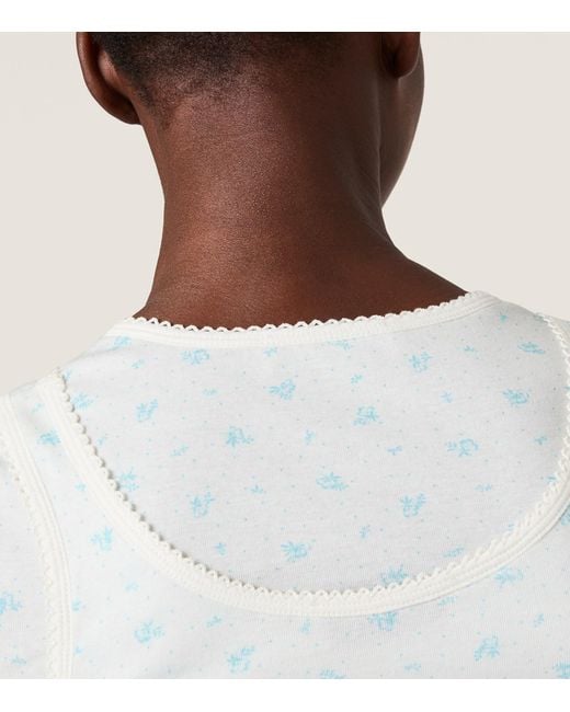 Miu Miu White Cotton Jersey Ribbed Tank Top