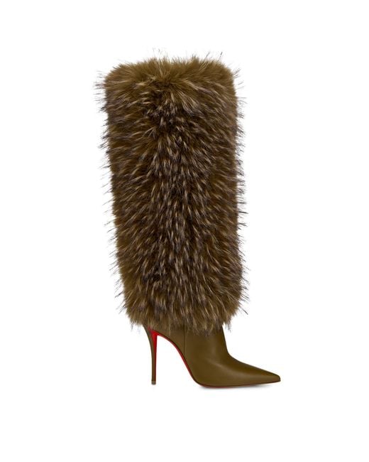 Christian Louboutin Green Yangzee Leather Knee-High Boots 100