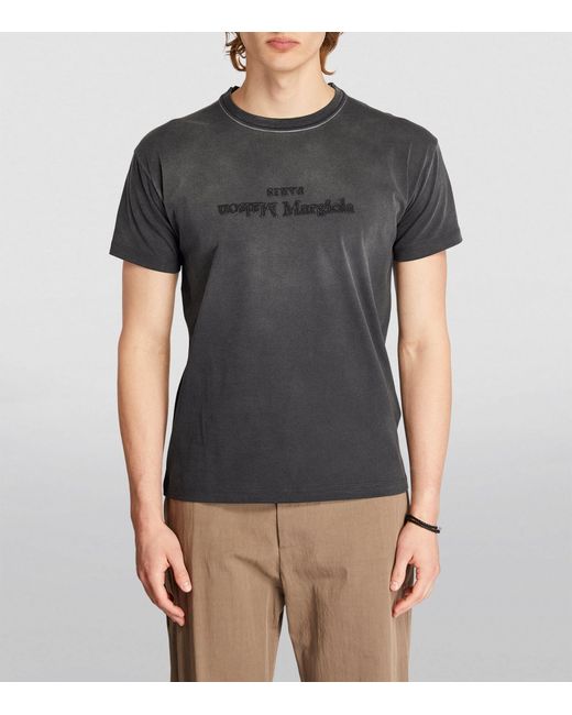 Maison Margiela Black Gradient-text T-shirt for men