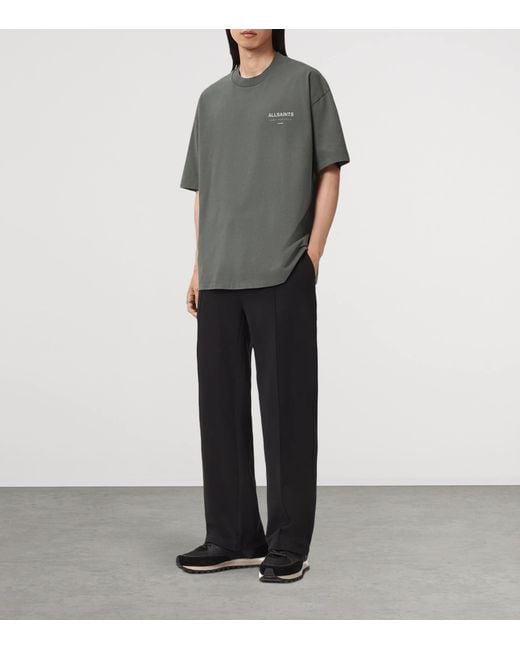 AllSaints Gray Organic Cotton Underground Print T-Shirt for men