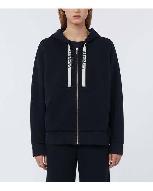 Max Mara Black Cotton-Blend Zip-Up Hoodie