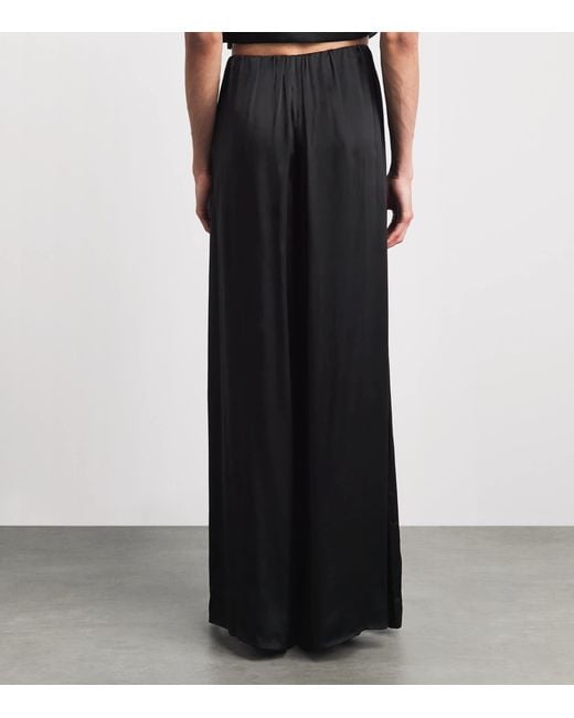 Camilla & Marc Black Satin Wide-Leg Mirage Trousers