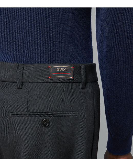 Gucci Black Wool-blend Tailored Trousers for men