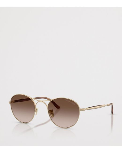 Giorgio Armani Brown Steel Round Sunglasses for men