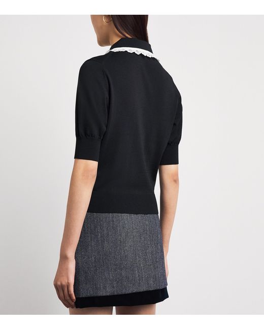 Claudie Pierlot Black Lace-Collar Cardigan