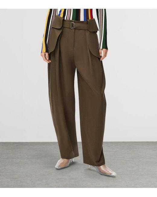Loewe Green Cotton-Silk Cargo Trousers