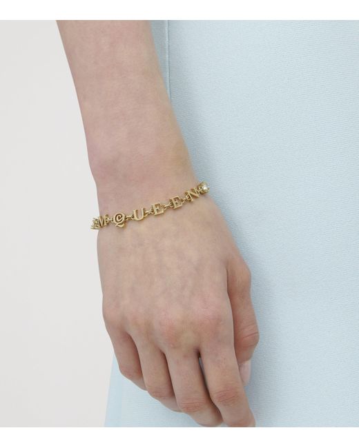 Alexander McQueen Metallic Crystal Logo Bracelet for men