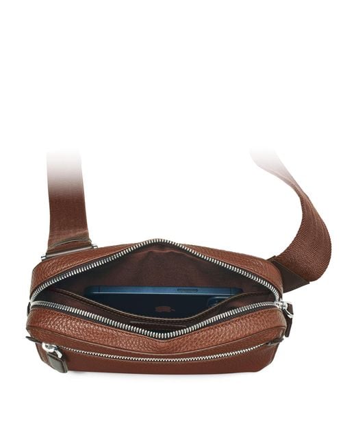 Aspinal Brown Leather Reporter Compact Belt Bag for men