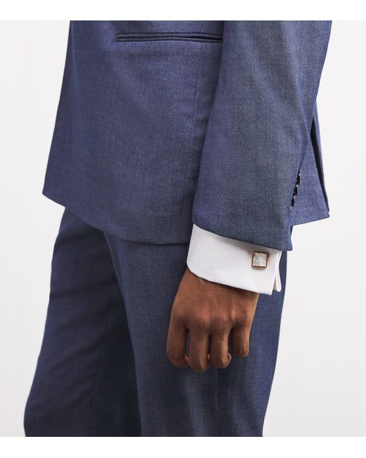 Babette Wasserman White Rose-Plated Key Stone Cufflinks for men