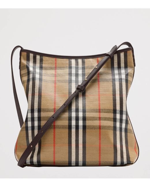 Burberry Brown Small Canvas Highlands Shoulder Bag