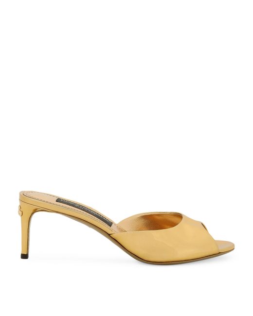 Dolce & Gabbana Metallic Patent Leather Mules 60