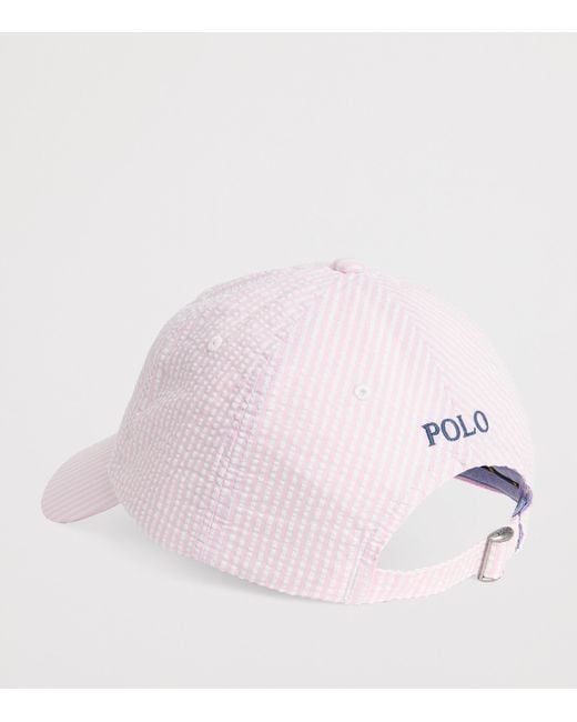 Polo Ralph Lauren Pink Seersucker Polo Pony Baseball Cap for men